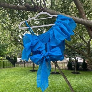 DO + BE Blue One Shoulder shirt